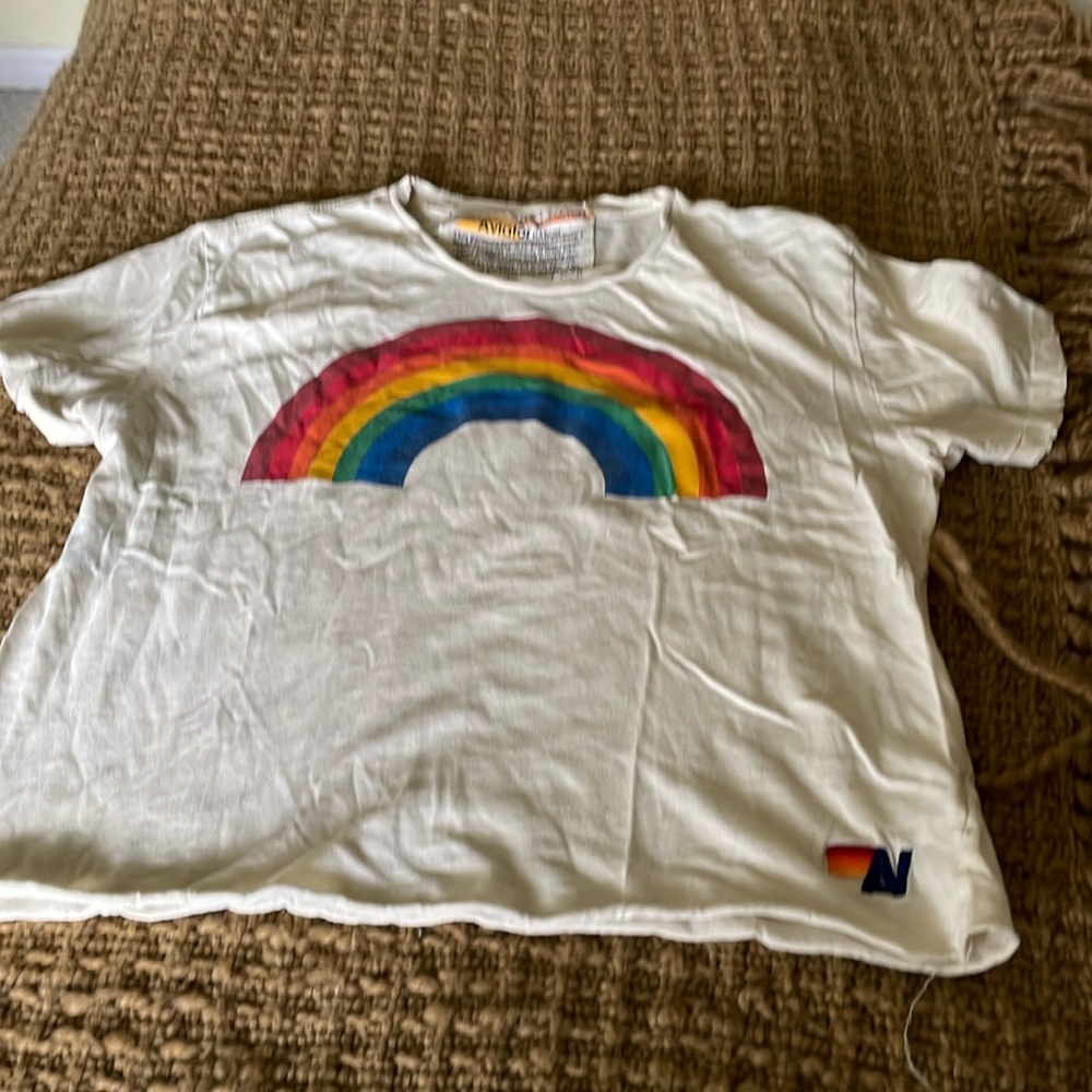 Aviator Nation distressed rainbow tee.